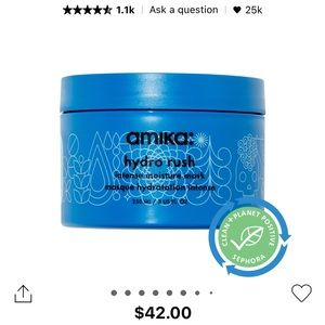 NEW amika hydro rush intense moisture hair mask w/ hyaluronic acid